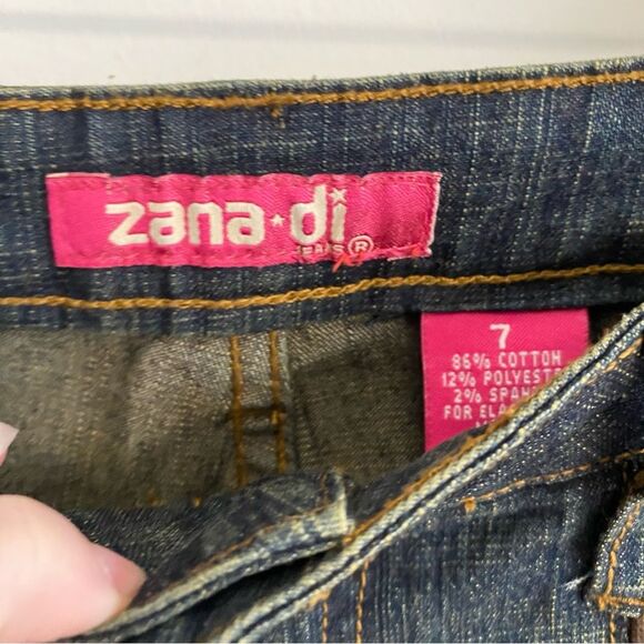 Vintage Y2K Zana Di Suede Patchwork Flare Bell Bottom Jeans Juniors 7 - Picture 3 of 8